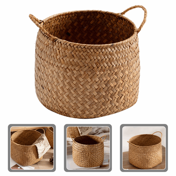 Seagrass Basket Woven Plant Pot Holder Desktop Flower Arrangement Basket Woven Basket