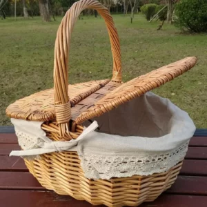 Wicker Basket English Picnic Baskets Shopping Storage Basket Outdoor Camping Picnic Storage Hamper With Lid Fruit Storage Basket