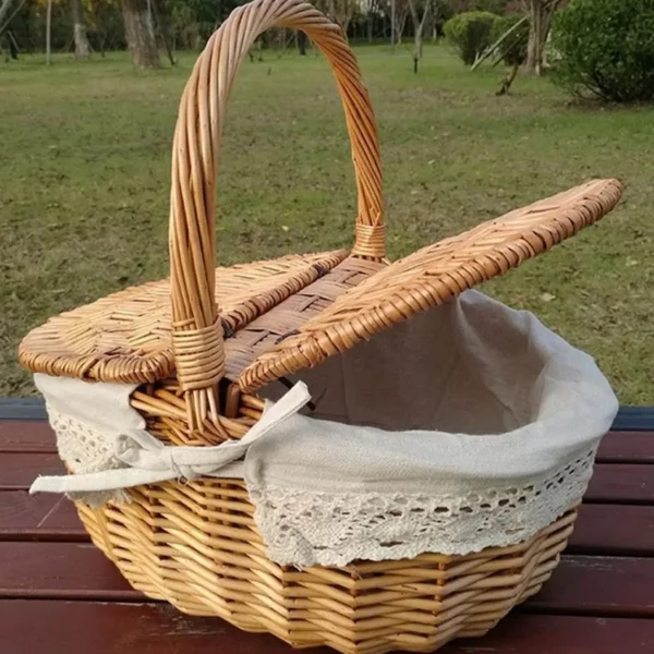 Wicker Basket English Picnic Baskets Shopping Storage Basket Outdoor Camping Picnic Storage Hamper With Lid Fruit Storage Basket