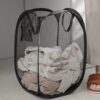 Folding Dirty Laundry Sorting Basket Washing Frame Bathroom Cloth Mesh Storage Bag Frame Bucket Laundry  Storage Pouch