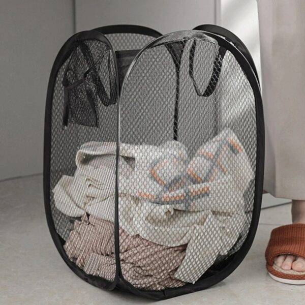 Folding Dirty Laundry Sorting Basket Washing Frame Bathroom Cloth Mesh Storage Bag Frame Bucket Laundry  Storage Pouch