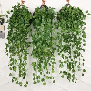 Artificial Green Radish Wall Hanging Plant Rattan Home Living Room Decoration Background Wall Flower Vine Plant