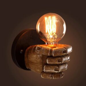American Vintage Wood Hand Model Wall Lamps Loft Foyer Resin Wall Lights for Restaurant Study Dining Room Bar Coffee