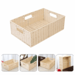 Basket Storage Woven Baskets Sundries Seagrass Organizer Wicker Table Home Hamper Hand Willow Holder Square Desktop Rattan Bin