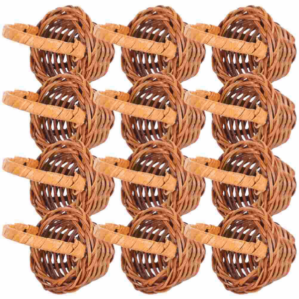 Hanabass Mini Woven Basket Miniature Flower Basket Dollhouse Miniature Flower Basket Small Easter Candy Gift Basket Party Favors