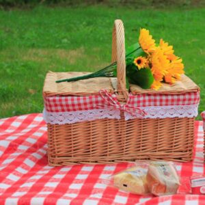 Rattan Woven Basket Picnic Camping Storage Basket Bread Fruit Food Breakfast Flower Display Box Woven Wicker Basket with Handle