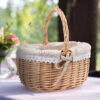Handmade Wicker Picnic Basket Outdoor Camping Picnic Weaving Storage Basket Container Fruit Holder
