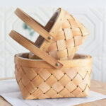 Flower Basket Rattan Hand Woven Storage Basket With Handle Photo Props Home Sundries Organizer Supplies Picnic Storage Baskets