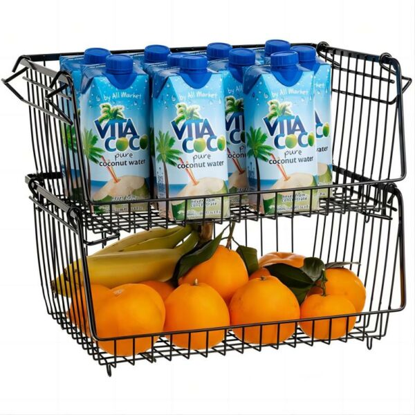 Metal Storage Basket Kitchen Household Storage Convenience Store Display Office Paper Bar Double Detachable Diagonal Iron Basket