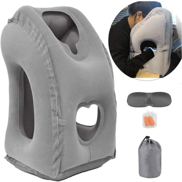 Lnflatable Cervical Pillow For Relaxation Treatment Neck Travel Pillow Airplane Car Bus Train Office With Free Eye Mask Earplugs
