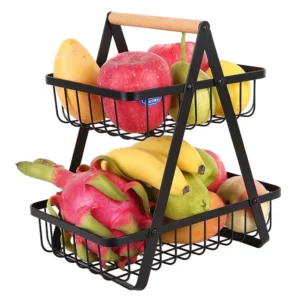 Wooden Fruit Basket Assembly, Three-tier Handbasket, Living Room, Kitchen, Bread, Snacks, Storage Basket, Shelf