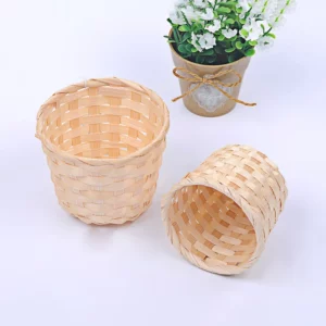 Mini Handmade Basket Bamboo Woven Basket Bra Sundries Organizer Rattan Plant Box Desktop Container Home Decor Basket Ornaments