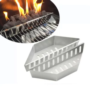 BBQ Charcoal Basket Tool Briquette Holder High Temperature Resistant Briquette Basket Grill Stainless Steel Charcoal Basket