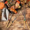 Outdoor BBQ Fork Telescopic U-Shaped Camp Barbecue Cookware Roasting Sticks