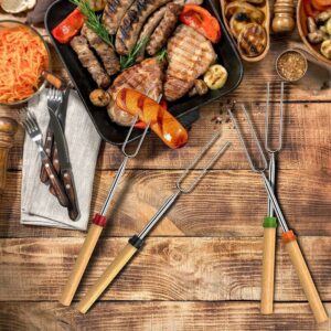 Outdoor BBQ Fork Telescopic U-Shaped Camp Barbecue Cookware Roasting Sticks