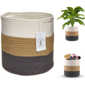 Cotton Rope Woven Plant Storage Basket Green Plant Toy Sundries Storage Basket Cotton Rope Storage Flower Pot Set Storage Basket