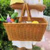 Picnic Basket Imitation Rattan Hand-woven Storage Baskets Supermarket Shopping Basket Outdoor Pastoral Pick Baskets Home Storage