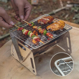 Portable Camping Grill Detachable Mini Stove Folding Barbecue Cookstove Durable Foldable BBQ Grill Rack Outdoor Cookware