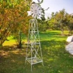Patio Metal Windmill Yard Garden Decoration WindMill Red Wind Mill