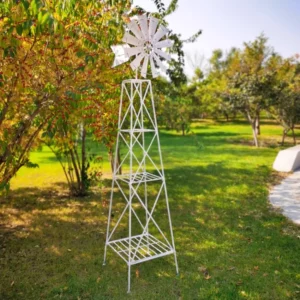 Patio Metal Windmill Yard Garden Decoration WindMill Red Wind Mill