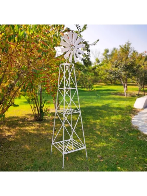 Patio Metal Windmill Yard Garden Decoration WindMill Red Wind Mill