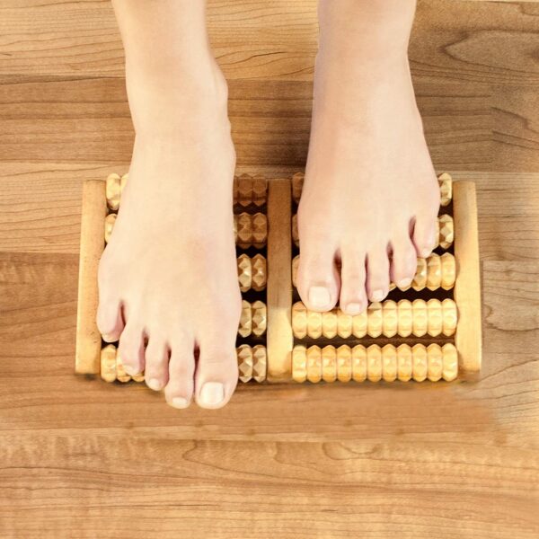 Manual Wooden Foot Massager With 5 Rollers Spa Relaxation Treatment Foot Massageador Relieve Fatigue Relief Beauty Health Tools