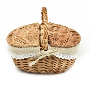 Basket Making English Picnic Basket Shopping Storage Basket Brown White Outdoor Storage Basket Home Organization