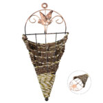Natural Wall Hanging Flower Basket Wicker Pot Rattan Vase Basket Decor Handmade Wicker Hanging Baskets Room Decoration