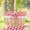 Handmade Woven Picnic Basket Storage Basket Straw Wicker Rattan Garden Flower Plant Food Basket