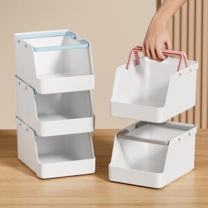 Plastic Japanese Storage Basket Frame Stackable Narrow Kitchen Storage Rack Space Saving with Handle Snack Storage Container