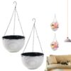 Plastic Flower Pot Hanging Basket With Chain Ornament Plant Plant Pot Resin Rattan Plaited Basket Hanging Chain