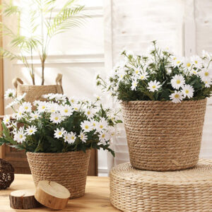 Woven Straw Storage Basket Wicker Plant Pot Dirty Laundry Basket Rattan Seagrass Garden Pots Flower Pots For Plant Basket