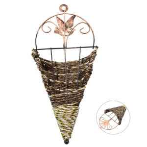 Natural Wall Hanging Flower Basket Wicker Pot Rattan Vase Basket Decor Handmade Wicker Hanging Baskets Room Decoration