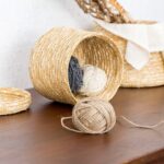 Round Straw Woven Storage Basket Desktop Storage Box Snack Organizer Laundry Baskets Handmade Rattan Flower Basket With Lid