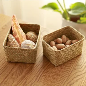 Wicker Weave Storage Basket for Kitchen Fruit Dish Food Bread Sundries organizer Rattan Picnic Container Storage Case