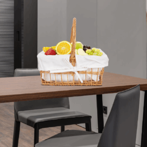 Wicker Flower Basket Snacks Woven Decorate Hand-made Practical Storage Handheld Cloth Handle Decorative Basket