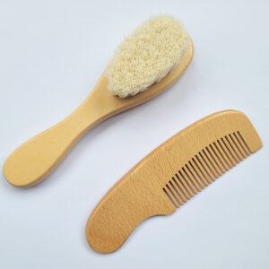 Baby Comb Set Baby Care Hair Brush Beech Soft Wool Wood Comb Newborn Massager Baby Shower And Gift Baby Hair Soothing