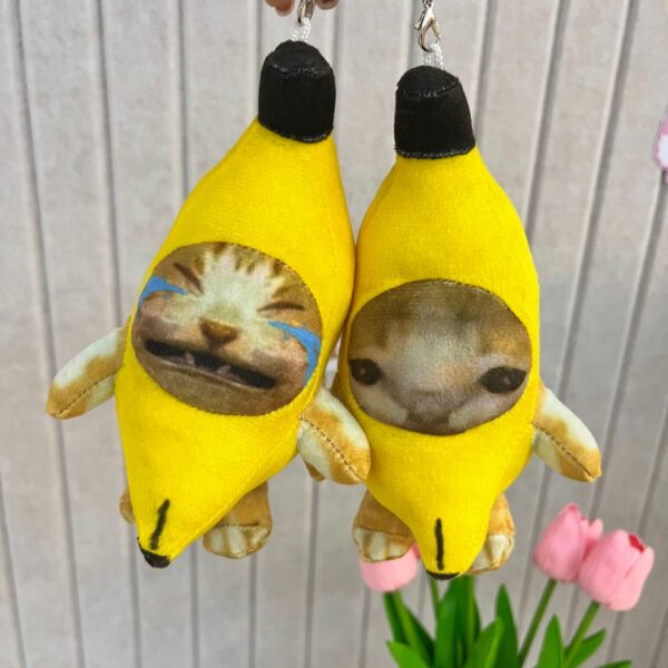 Banana Cat Doll Pendant Keychain Crying Happy Banana Cat