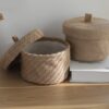 Weaving Snack Storage Box Jute Sundries Storage Baskets With Lids Wardrobe Table Round Gift Box Wicker Seagrass Flower Pot Boxes
