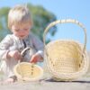 Mini Hand-woven Storage Baskets Plastic Flower Basket Fruit Rattan Cosmetics Candy Gift Packing Basket Garden Fruit Picnic Bags