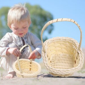 Mini Hand-woven Storage Baskets Plastic Flower Basket Fruit Rattan Cosmetics Candy Gift Packing Basket Garden Fruit Picnic Bags