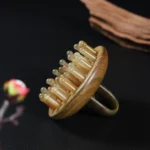 Natural sandalwood horn comb large teeth head scalp meridian yellow and white water massage comb hair treatment comb