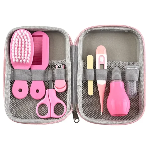 Baby Care Bag Eight-piece Set Baby Nasal Aspirator Nail Scissors Cartoon Set Daily Cleaning Supplies Care Bag