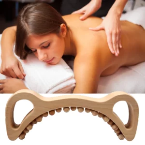 Wooden Guasha Stick Tools,Lymphatic Drainage Massager,Double Row Beads Point Treatment Gua Sha Tools for Back Leg