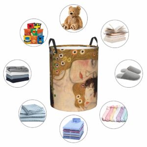 The Kiss By Gustav Klimt Laundry Basket Foldable Liebespaar Painting Clothes Hamper for Nursery Kids Toys Storage Bin