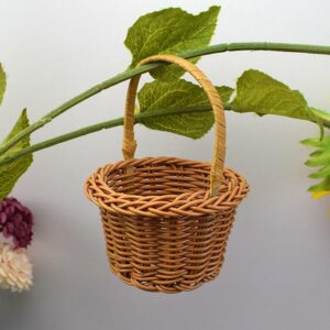 Flower Rattan Basket With Handle Girls Food Flowers Woven Storage Baskets For Family Wedding Party Decoration Home Decor