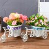 Flower Rattan Baskets Plant Storage Vase Tricycle Bike Shape Home Decor Gifts