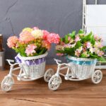 Flower Rattan Baskets Plant Storage Vase Tricycle Bike Shape Home Decor Gifts