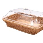 Bread Basket Dustproof Rustic Snack Cookies Display Snack Storage Basket Serving Tray for Restaurant Desk Camping Home Outdoor