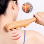 Wood Stick Tools Wooden Therapy Scraping Lymphatic Drainage Massager, Double Row Point Treatment Gua Sha Tools